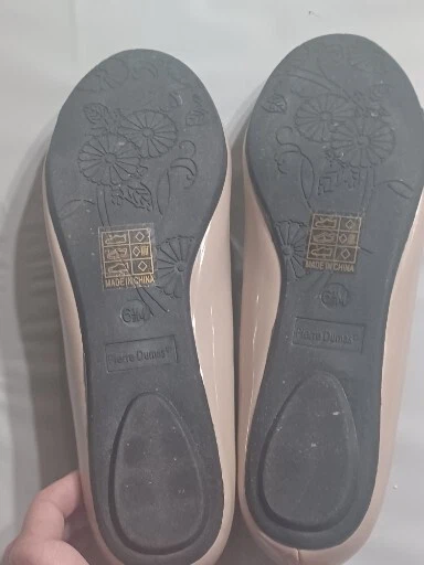 Zapatos Pierre Dumas Talla 6 1/2M Beige Estampado Cuero Plano Foto 3 de 4