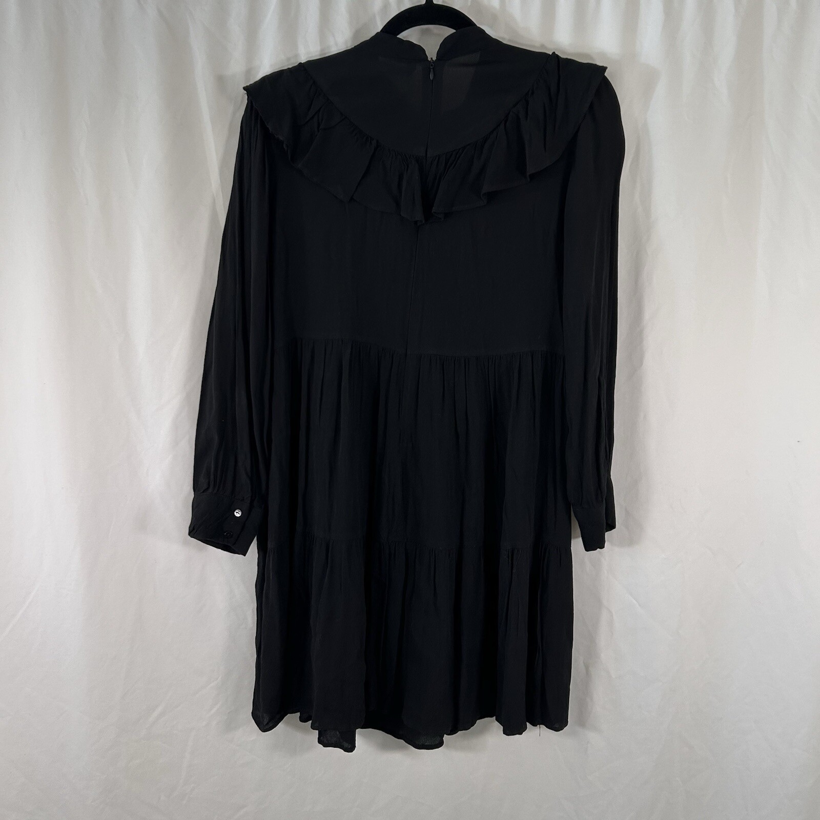 Zara Women Knee Length Dress Women's Small Black Semi-Sheer Long Sleeve Zip Back thumbnail 6