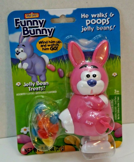 Funny Bunny Pink Windup Jelly Bean Pooping Easter Bunny Candy