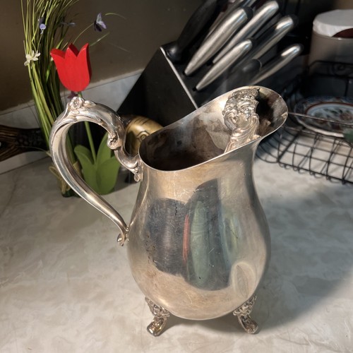 Suffolk Silversmiths Silver Plate Footed Vintage England Water pitcher (dents) - Picture 12 of 16