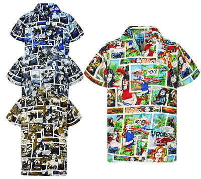 Funky Hawaiihemd Comic Verschiedene Farben Hawaiishirt 