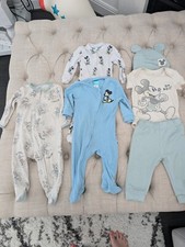 Disney Baby Boy Mickey Mouse Lot. 3 footed pagamas and one 3 piece set Adorable