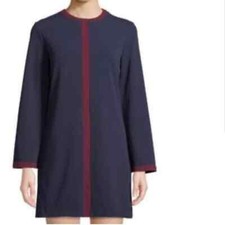 NEW ALEXIA ADMOR Large Navy Burgundy Flare Sleeve Shift Mini Dress