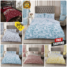 Image of DUVET COVER SET Reversible Poly Cotton Bedding Pillowcase in Single Double King