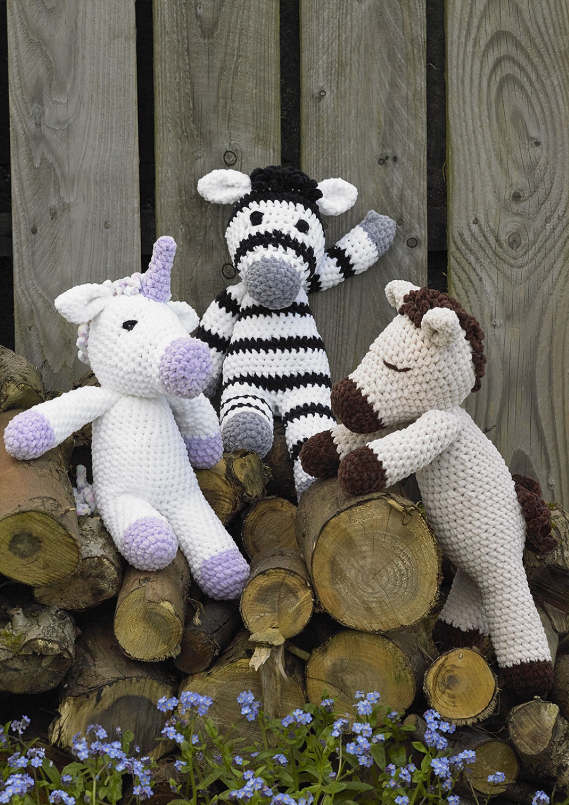 James Brett Flutterby Crochet Pattern Horse Zebra & Unicorn Animal Toy JB933