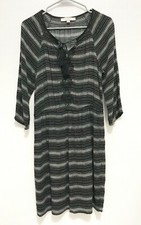 Ann Taylor LOFT, Women 3/4 Sleeve Black and Cream Stripe Straight Dress, Medium
