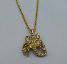 14 KT GOLD PLATED 3D  ZODIAC SCORPIO CHARM &  14KT GOLD PLATED  16" ROPE