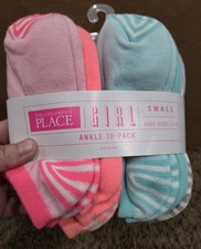 The Children's Place Girls Ankle Socks 10 Pairs Small Shoe 11-13 Multicolor