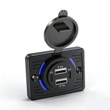 12V USB Outlet Wall Mount for RV, Dual USB C PD Dual USB A QC 4 Port Fast C...