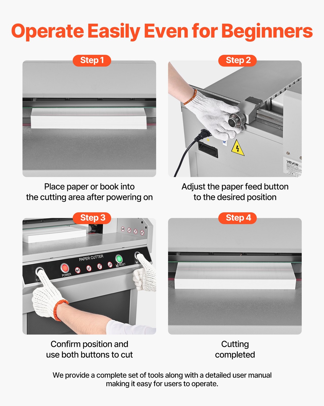 Electric Paper Cutter, Heavy Duty Metal Paper Cutter Machine, 17.72 inch Cutting