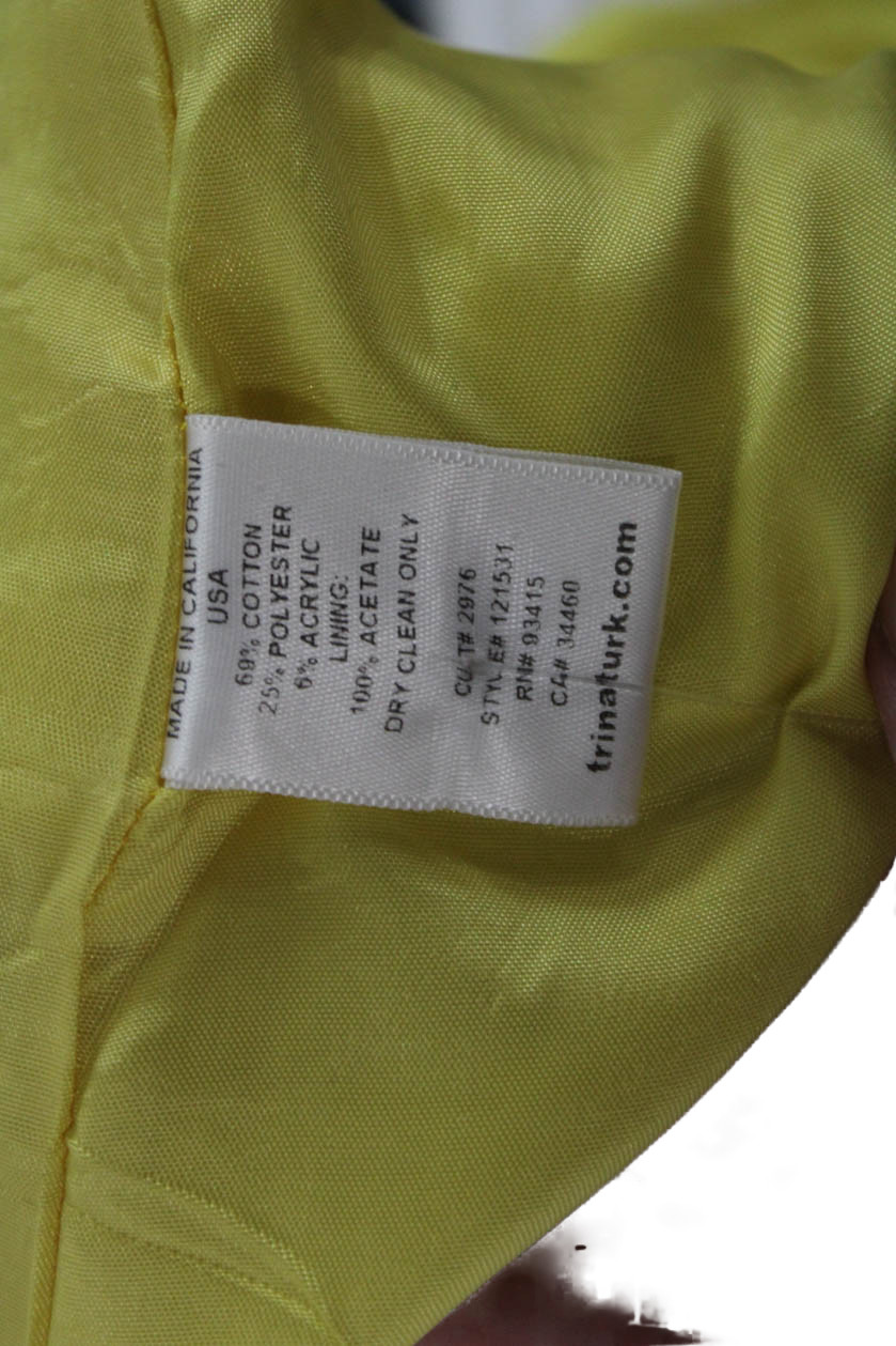 Trina Turk Women Fit & Flare Yellow Sleeveless Knee Length Dress Size 0