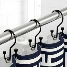 12 PCS Double Shower Curtain Hooks RustResistant Metal Rings Black Hardware