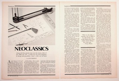 GOLF MAGAZINE Vintage Article Print Golf Club Equipment Neoclassics 1980