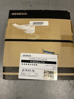 NEW 50885506  24/4PR CAT 5E SOLID WIRE UTP PLENUM or FT6 BLUE 500ft CMP