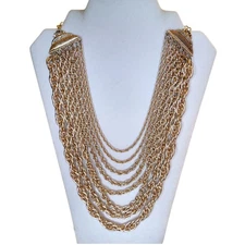 Vintage Multi-Strand Silver Tone Layered Chain Necklace 20in Length