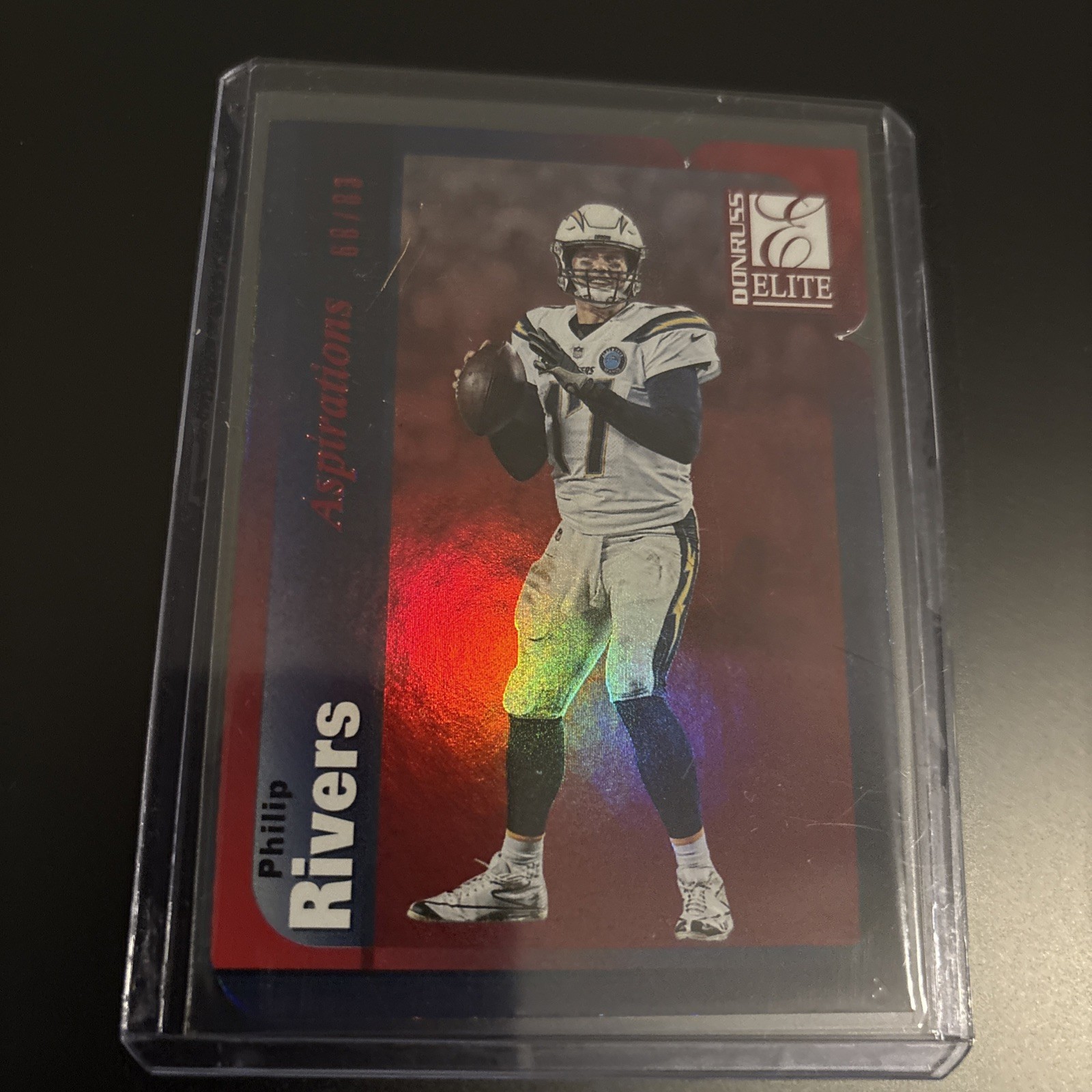 2019 Donruss Elite Philip Rivers Red Aspirations /83 #16 - Los Angeles Chargers