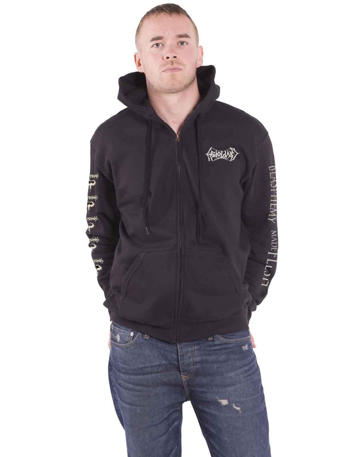 Cryptopsy Hoodie Blasphemy Made Flesh Band Logo new Official Mens Black Zipped