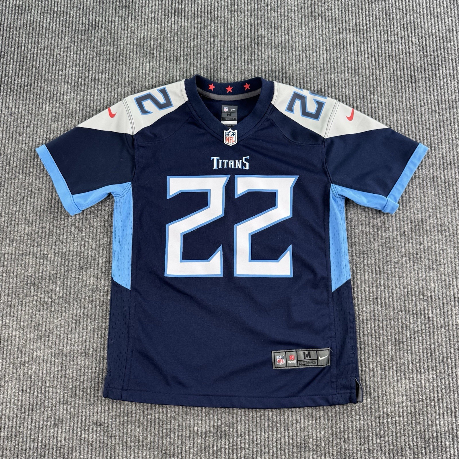Derrick Henry Jersey Youth Boys Medium Blue Tennessee Titans On Field NFL Kid