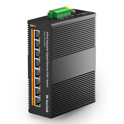 8 Port PoE Gigabit Industrial DIN-Rail Ethernet Switch, 96W PoE+ Power, 16Gbp...