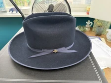 Stetson Open Road Pure Beaver Fur 7 3/8 True Blue mint Condition worn once