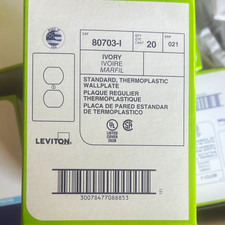  20 Leviton 80703-I Ivory Thermoplastic 1-Gang Duplex Outlet Wall Plate Cover