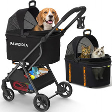 4-In-1 Pet Stroller for Small Medium Dogs Cats, Foldable Dog Stroller with Det