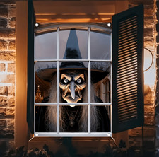 Witch Window Clings - Large Halloween Decorations for Indoor Outdoor Use