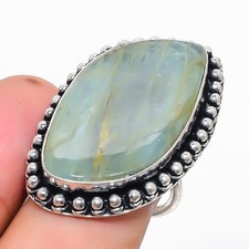 Aquamarine Gemstone 925 Sterling Silver Ring Size 8 U876