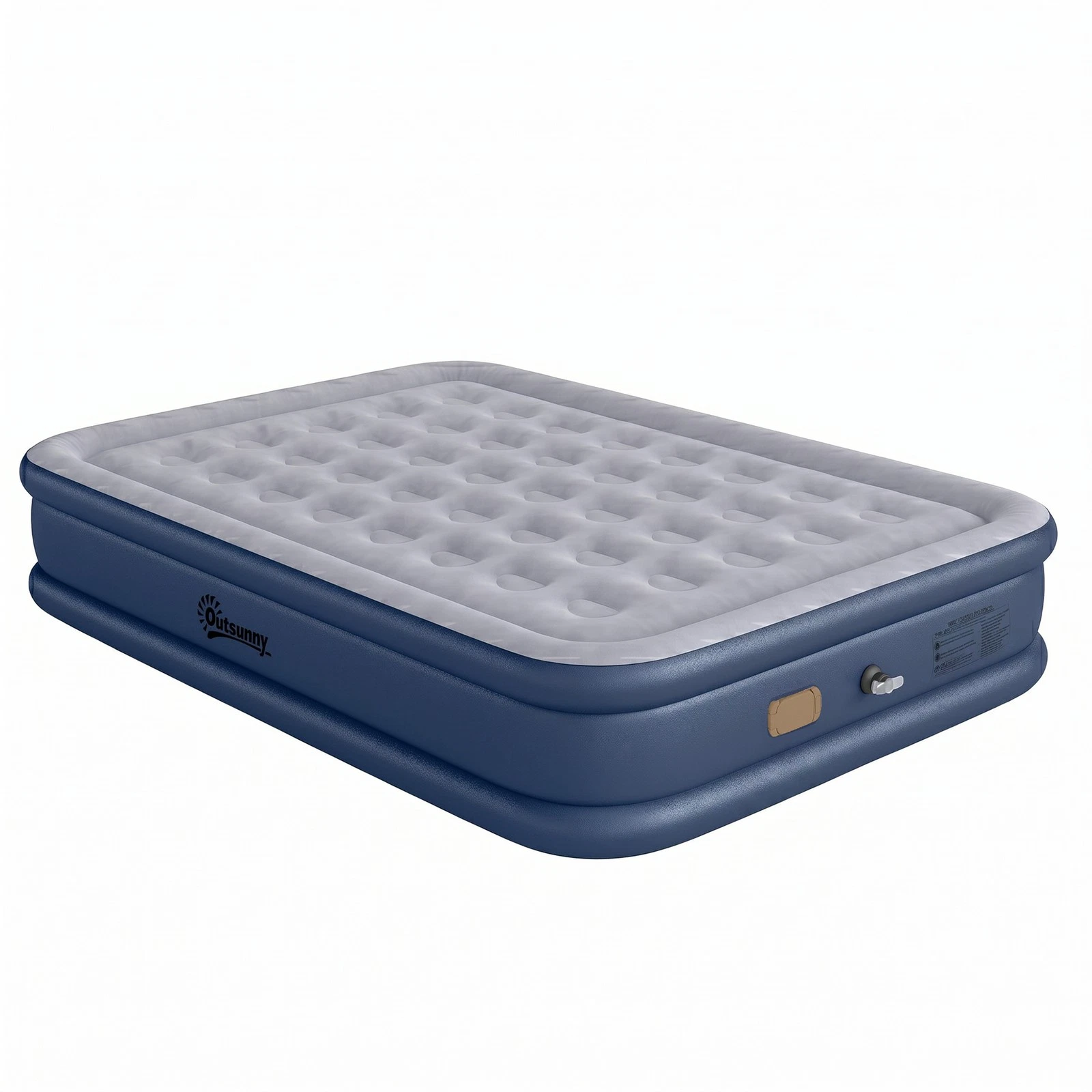 Outsunny Inflatable Mattress, Double Air Bed with Built-in Pump, Grey