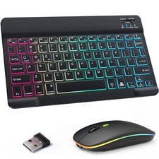 Bluetooth Keyboard and Mouse Combo for iPad Keyboard with 7-Color Backlit, Re...