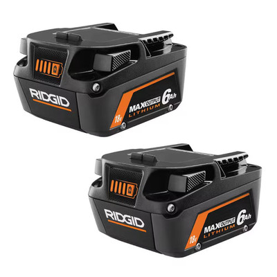 NEW 2 Pack Genuine RIDGID 18V 6.0Ah Lithium Ion Battery Max Output AC840060PN