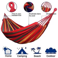 2 Person Double Hammock Canvas Cotton with Tree Straps Patio Garden Outdoor