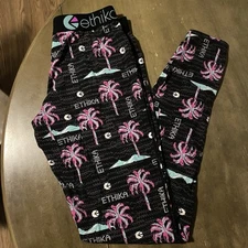 Ethika Retro Palm Trees Leggings Size Small Pixels Black Blue Pink