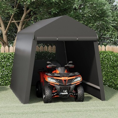 7x12 FT Heavy-Duty Portable Garage Storage Shelter Shed with Zipper Doors Black