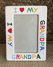 Ceramic Picture Frame I Love My Grandpa Colorful Holds 4x6 Photo Keepsake