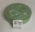 2005 Fenton Green Jadeite Slag Butterfly Bon Bon Dish W/ Cover 100th Anniversary
