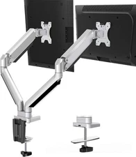 MOUNTUP Dual Monitor Desk Mount, Matte Silver 