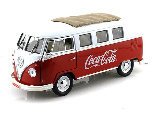 1962 VW Bus Volkswagen Minibus T1 Coca Cola Rot/Weiß 1:18 Motor City Classics-image