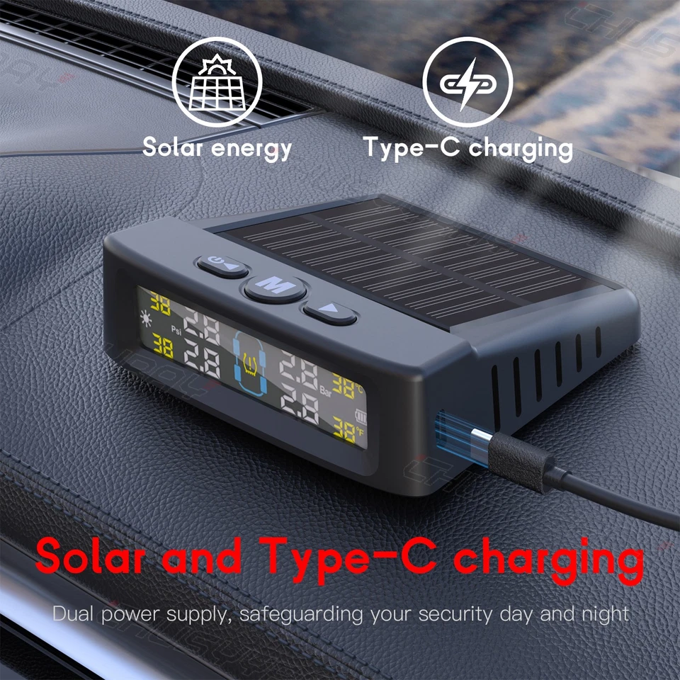 TPMS LCD 汽车轮胎压力监测系统 4 个外部传感器适用于丰田 Hilux — 第 2/4 张图片