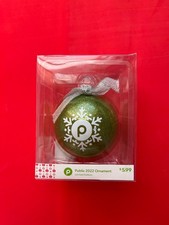 Publix 2022 Happy Holidays Ornament Glittered Glass Blown Collectible NIB