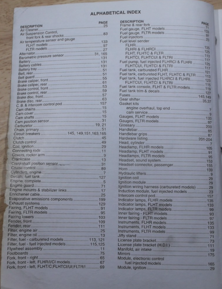2002 HARLEY DAVIDSON TOURING ROAD KING GLIDE ULTRA PARTS MANUAL