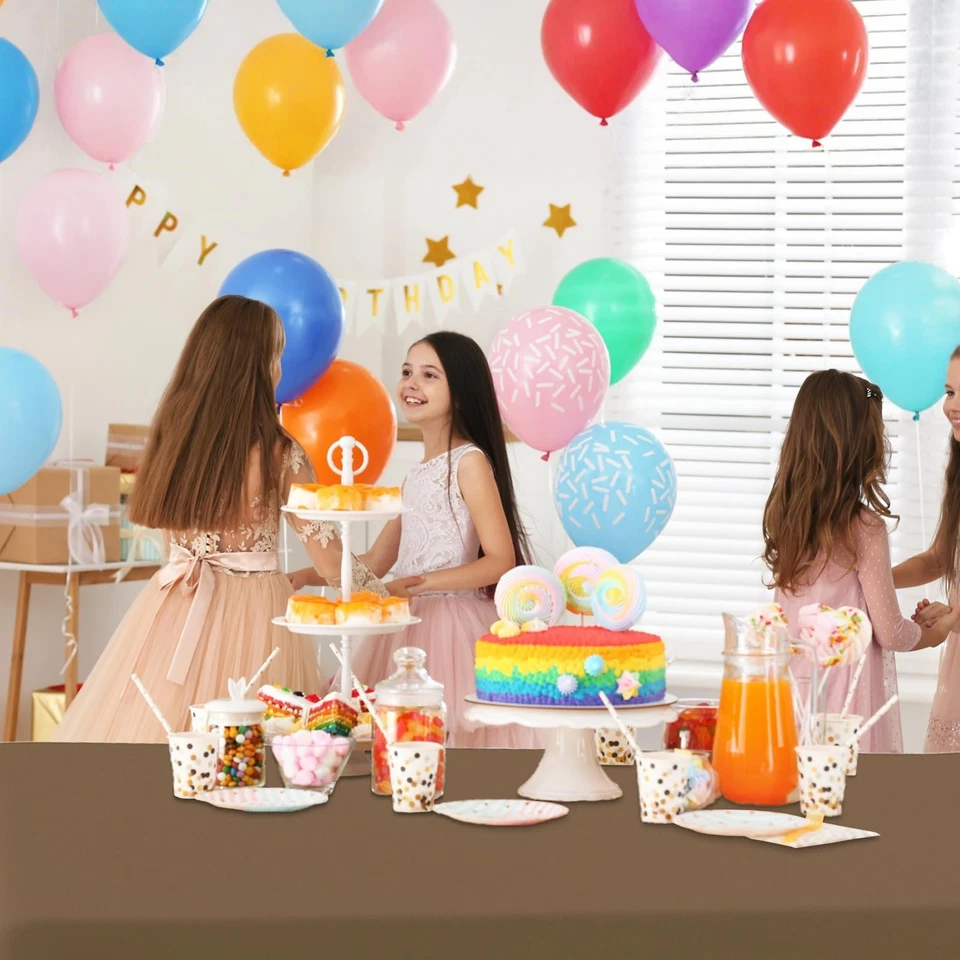 4 Brown Tablecloths, Brown Disposable Plastic Table Cloths, 4 Color Gradient ... - Image 3 of 4