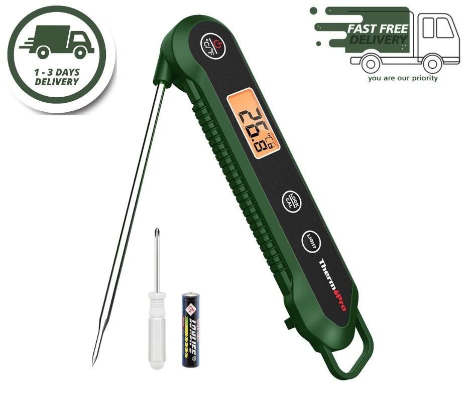 ThermoPro Meat Food Thermometer Instant Read Foldable Probe BBQ Green Free P&P