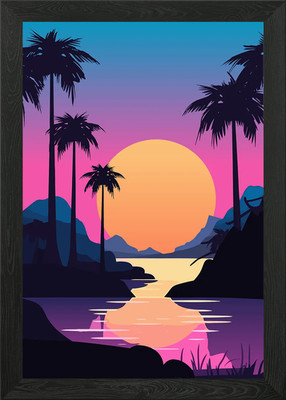 Sonnenuntergang Bucht Landschaft Gerahmtes Wandbild Poster Leinwanddruck Bild