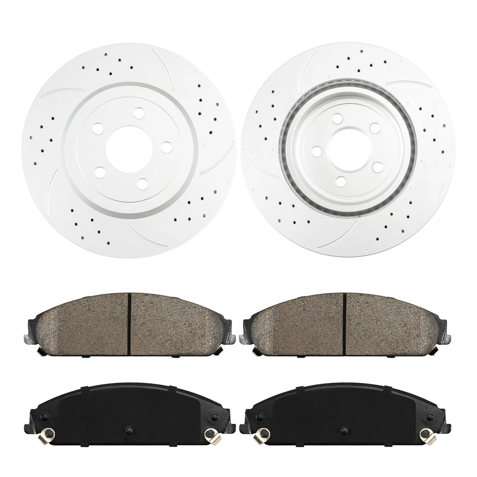 Front Drilled Slotted Brake Rotors Pads for Dodge Charger and Chrysler 300 V6 V8 - Image 4 of 4