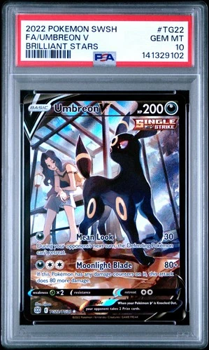2022 POKEMON SWORD & SHIELD BRILLIANT STARS #TG22 FULL ART/UMBREON V PSA 10