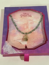 Disney Princess Necklace with Crown Pendant and Green Beads