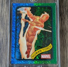 2025 Topps Chrome Marvel Human Torch #40 Blue Green Shimmer Refractor /199 LOW #