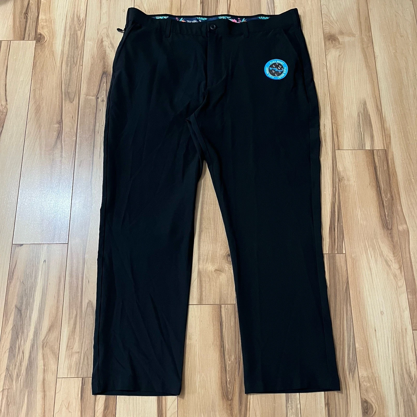 Birdie Bound Golf Pants Mens Sz 38x30 Black Flex Waist Straight Fit Casual NWOT