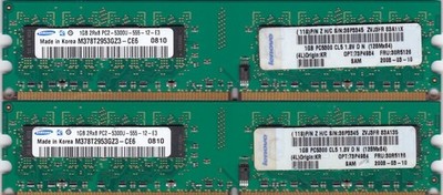 2GB 2x1GB PC2-5300 SAMSUNG DDR2-667 M378T2953GZ3-CE6 IBM 30R5126 Ram Memory Kit